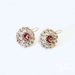 Крупные серьги «малинки» с турмалином и ювелирными стеклами